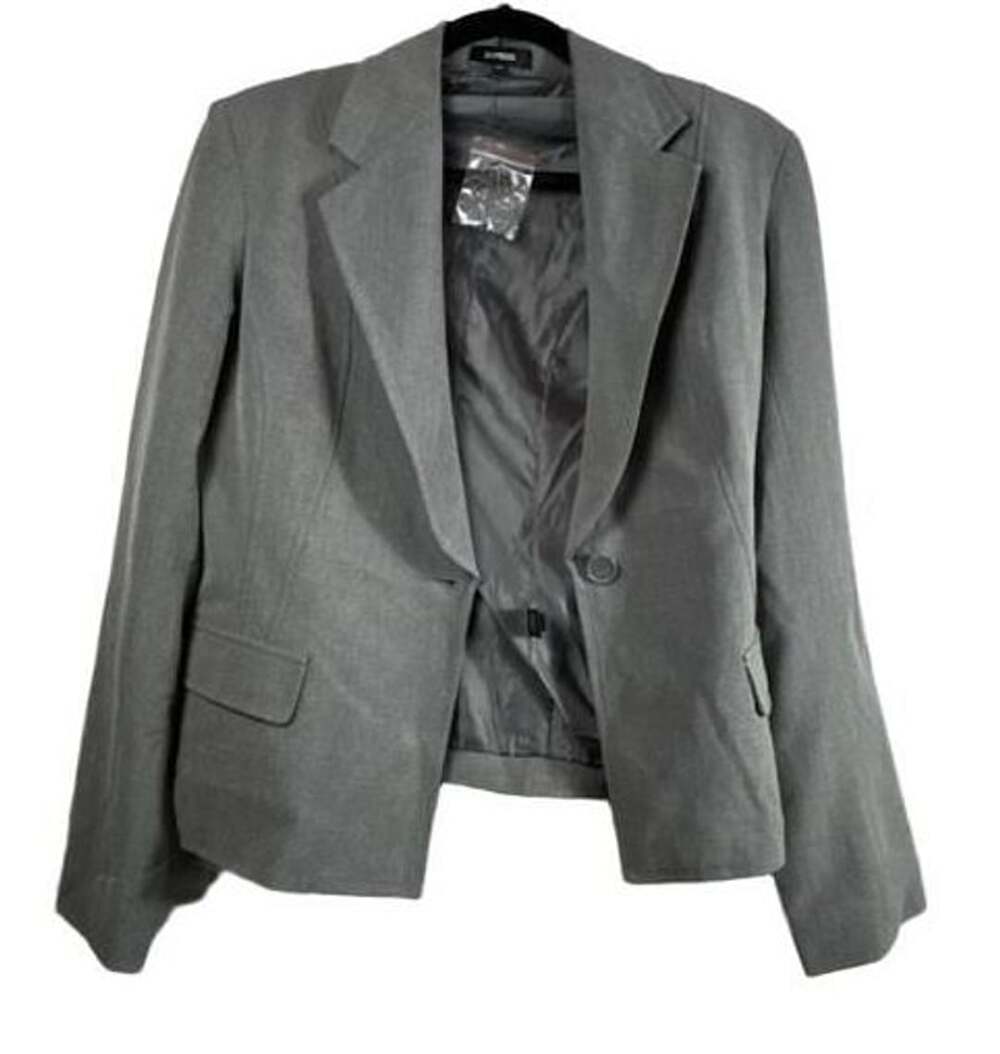 Express Suit Jacket Grey Tweed Lined Blazer